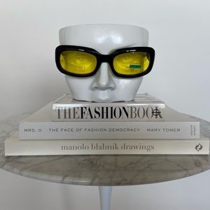 Vintage Yellow Tinted Black Rimmed Sunglasses